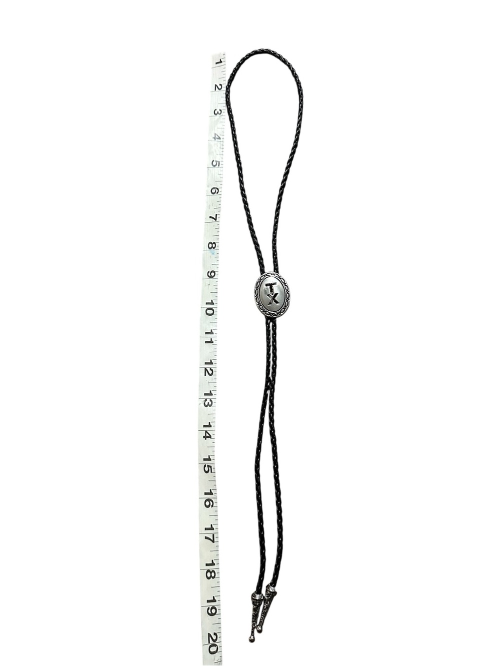 Black Braided Bolo Tie with Silver TX Concho - Picture 5 of 5